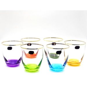 Ensemble 6 verres - Cristal couleurs
